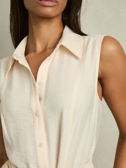 Reiss Millie Belted Beach Cover-Up Playsuit Cream Discount