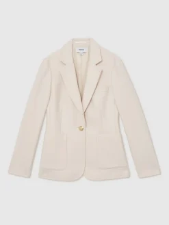 Reiss Cream Soren Petite Wool-Blend Single-Breasted Blazer Best