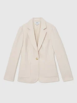 Reiss Cream Soren Wool-Blend Single-Breasted Blazer Outlet
