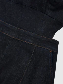 Reiss Dark Blue Dionna Wide-Leg Cut-Out Denim Jumpsuit Best