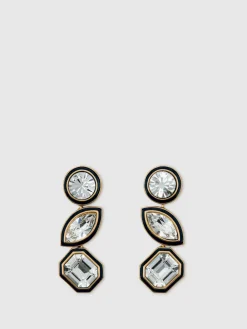 Reiss Gold Crista Crystal Drop Earrings Outlet