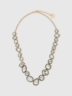 Reiss Gold Cristiana Geometric Crystal Necklace Discount