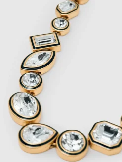 Reiss Gold Cristiana Geometric Crystal Necklace Discount