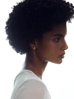 Reiss Gold Demi Double Stud Earrings New