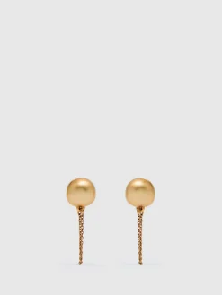 Reiss Gold Demi Double Stud Earrings New