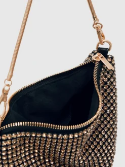 Reiss Leah Crystal Bracelet Pouch Bag Gold Hot