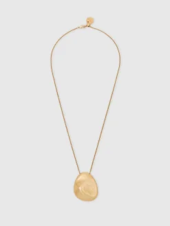 Reiss Gold Perdita Tone Textured Pebble Pendant Necklace Discount