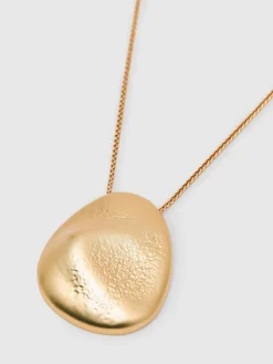 Reiss Gold Perdita Tone Textured Pebble Pendant Necklace Discount