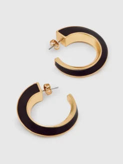 Reiss Gold Thalia Tone Twist Enamel Hoop Earrings Best