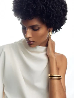 Reiss Gold Thea Tone Twist Enamel Cuff Bracelet Clearance