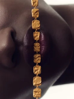 Reiss Gold Tone Mila Molten Square Necklace Discount