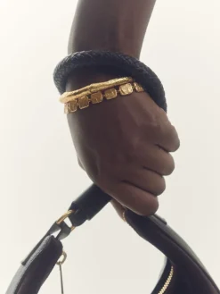 Reiss Gold Tone Millie Molten Square Bracelet New