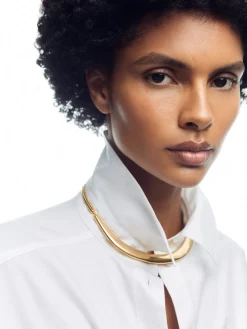 Reiss Gold Tone Poppy Polished Curve Choker Hot