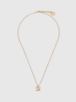 Reiss Gold Zoe Tone Square Pendant Necklace Clearance