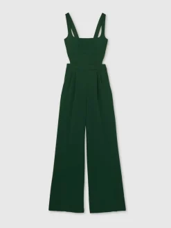 Reiss Dion Wide-Leg Cut-Out Jumpsuit Green Hot