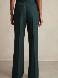 Reiss Green Jade Wool-Blend Wide-Leg Suit Trousers Discount