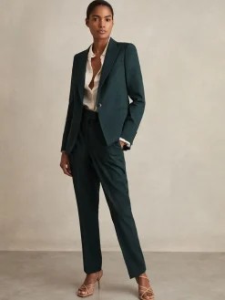 Reiss Green Jade Wool-Blend Slim-Fit Suit Trousers
