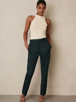 Reiss Green Jade Wool-Blend Slim-Fit Suit Trousers