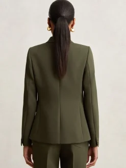 Reiss Green Priya Twill Double-Breasted Blazer Online
