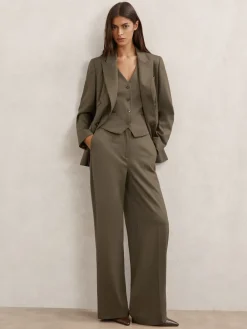 Reiss Green Solene Wool-Blend Tailored Waistcoat Best