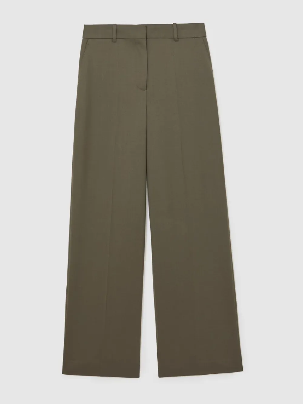 Reiss Solene Wool-Blend Wide-Leg Suit Trousers Green Discount