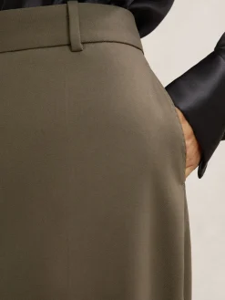 Reiss Solene Wool-Blend Wide-Leg Suit Trousers Green Discount