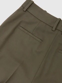 Reiss Solene Wool-Blend Wide-Leg Suit Trousers Green Discount