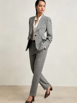 Reiss Grey Brooklyn Check Slim-Fit Suit Trousers Sale
