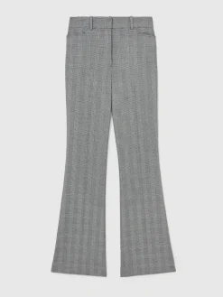 Reiss Grey Brooklyn Check Flared Suit Trousers Online