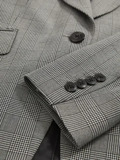 Reiss Grey Brooklyn Single-Breasted Check Suit Blazer Discount