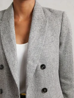 Reiss Grey Darlton Double-Breasted Textured Suit Blazer New