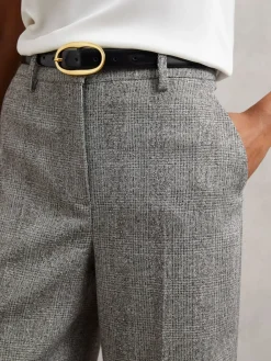 Reiss Grey Darlton Wide-Leg Textured Suit Trousers Sale