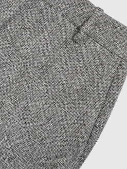 Reiss Grey Darlton Wide-Leg Textured Suit Trousers Sale