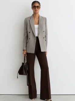 Reiss Grey Ember Herringbone Double-Breasted Blazer Wool-Cotton