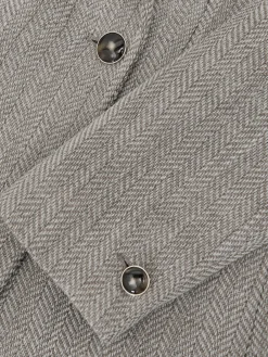 Reiss Grey Ember Herringbone Double-Breasted Blazer Wool-Cotton