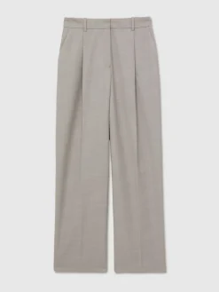 Reiss Grey Harper Wool-Blend Wide-Leg Suit Trousers Discount