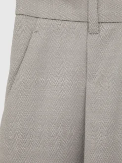 Reiss Grey Harper Wool-Blend Wide-Leg Suit Trousers Discount