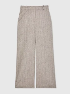 Reiss Grey Isla Petite Wide-Leg Textured Tailored Trousers Best