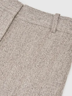 Reiss Grey Isla Petite Wide-Leg Textured Tailored Trousers Best