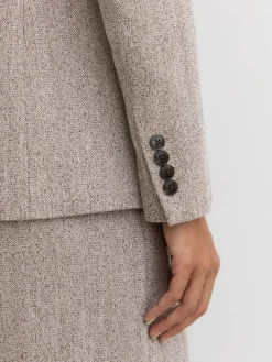 Reiss Grey Isla Single-Breasted Textured Blazer Clearance