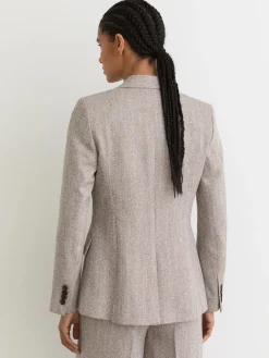 Reiss Grey Isla Single-Breasted Textured Blazer Clearance