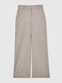 Reiss Grey Isla Wide-Leg Textured Tailored Trousers