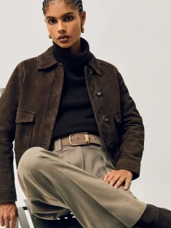 Reiss Iyla Suede Half Keeper Belt Grey Hot