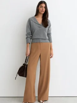 Reiss Flo Wool-Cashmere Collared Knit Jumper Grey Marl Best