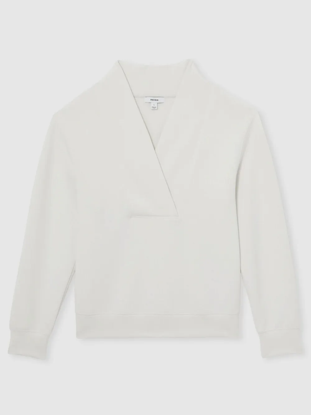 Reiss Annabel Interlock Shawl-Neck Sweatshirt with Modal Ivory Discount