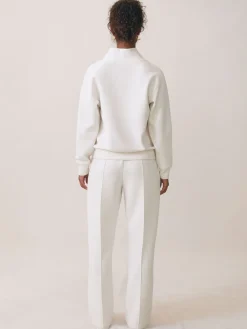 Reiss Annabel Interlock Shawl-Neck Sweatshirt with Modal Ivory Discount