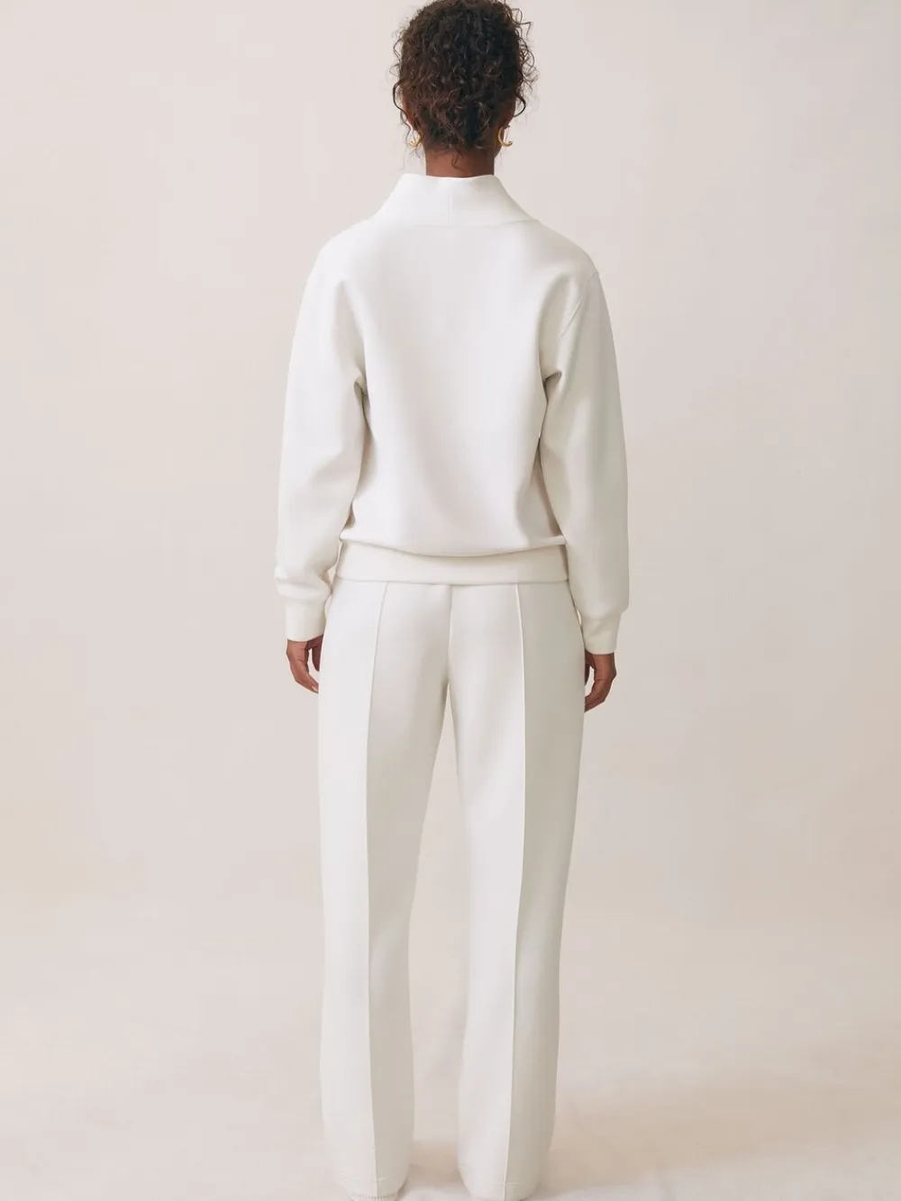 Reiss Annabel Interlock Shawl-Neck Sweatshirt with Modal Ivory Discount