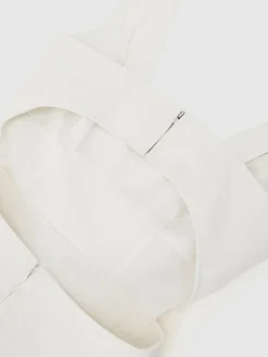 Reiss Dina Waisted Cut-Out Twill Midi Dress Ivory Best