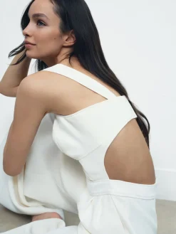 Reiss Ivory Dion Wide-Leg Cut-Out Jumpsuit Clearance