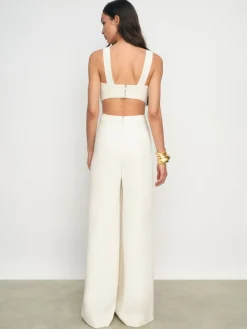 Reiss Ivory Dion Wide-Leg Cut-Out Jumpsuit Clearance